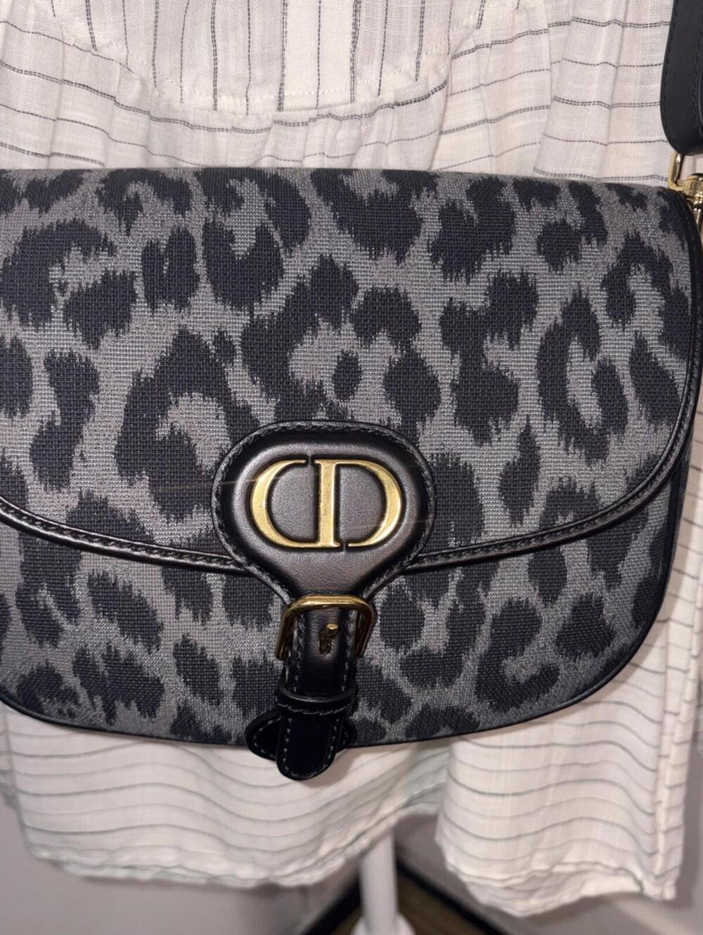 Authentic Dior Bobby Bag Medium‎ Oblique Canvas, Gris/Noir Gold Hardware
